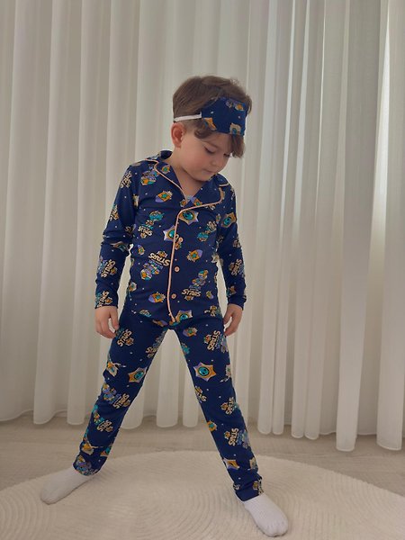 Erkek Çocuk Uzay Desenli Pijama Takımı (Lacivert) 7-8 yaş