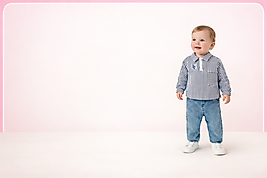 Erkek Bebek Çizgili Gömlek & Jean Pantolon Takım