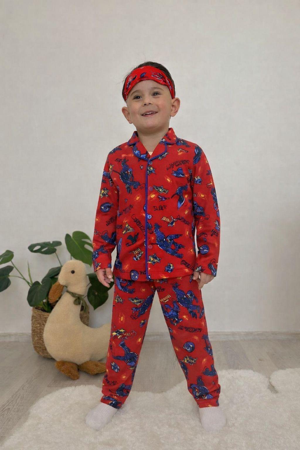 Erkek Çocuk Spiderman Desenli Pijama Takımı (Kırmızı)